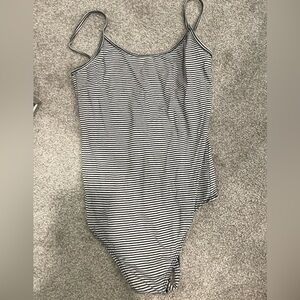 Brandy Melville Black and White Striped bodysuit
